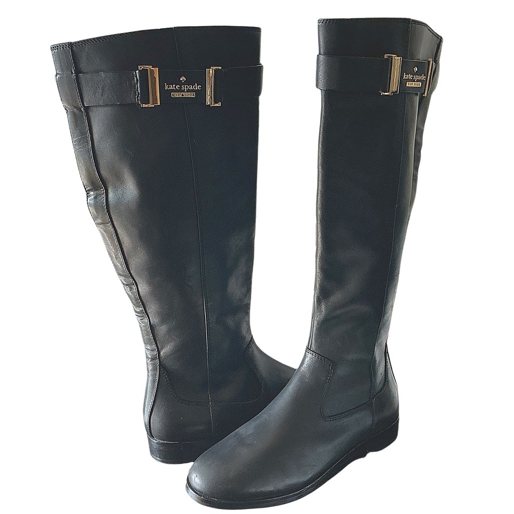 KATE SPADE New York Ronnie Riding Boots Leather Black Size 5.5